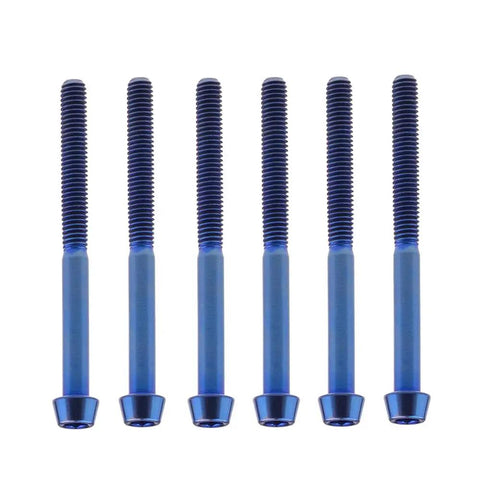 Ride Out The Grind With Tough As Nails M6 Titanium Taper Head Bolts Six Piece Set Heavy Duty Hex Socket Screws with blue finish