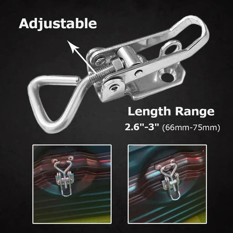 Rock Solid 316 Stainless Steel Marine Toggle Catch Latch With No Wiggle Guarantee And Heavy Duty Boat Hatch Lock Hasp Plus Locker Clamp For Salty Water Use And Snug Adjustable Grip Fit That Stays Put, 2.6-3in adjustable clamp.