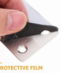 Beefy Flat Corner Brackets Set For Easy Connection And Secure Fastening Stainless Steel Mending Plates with protective film being peeled off