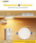 Sweet Setup 12 Pack 4 Inch LED Recessed Ceiling Lights With Built In Amber Glow And Zero Sweat Dimmable 5Cct Control dimensions and features