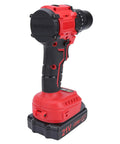 Reliable Cordless Drill Featuring A Brushless Motor And Twin Batteries For No Sweat Drilling 25 Plus One Torque Settings At 1500 RPM side view with battery.