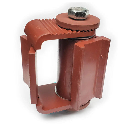 Badass Heavy Duty Adjustable Gate Hinge For Driveway Round Mound Mount With Grease Zerk and Wide Weld Footprint close-up view.