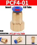 100 Piece Pneumatic Air Connector Set Brass Quick Pipe Fittings, 4mm Insert OD Tube, PT1/8 Thread Specification, PCF4-01