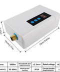 Under Sink Tankless Electric Water Heater 110V 3000W On Demand Instant Hot Water For Kitchen And Bathroom, Compact White Unit