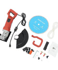 Heavy Hitter Circular Concrete Saw Powered By A Rugged 3000W Copper Motor And Thirteen Point Eight Inch Blade with accessories.