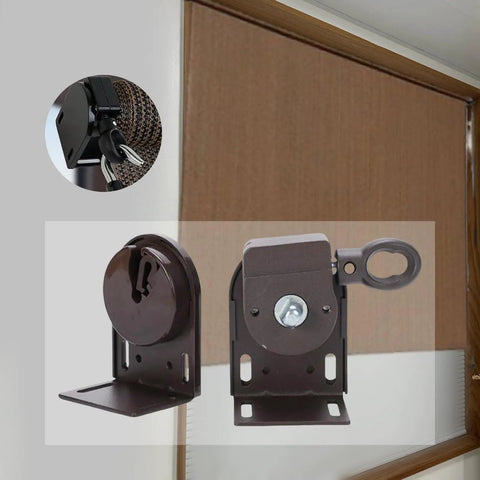 Exterior Sun Shade Mounting Brackets Replacement Kit For Cordless Crank Outdoor Shades Easy DIY Installation For Curtain Accessories Backyard Deck Brown Finish No Fuss Bracket Set