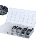 300 Piece Durable External Circlip Kit Retaining Ring Set for Bearings, Gears and Pulleys, in plastic storage case with labeled sections.