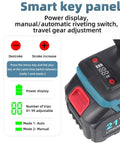 Smart key panel of Cordless Electric Rivet Nut Gun Set With 26 Volt Battery indicating power display and mode settings.