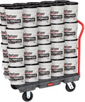 Built Rugged 6 Inch Phenolic Caster Wheels 2 Inch Wide Heavy Duty Rollers With Straight Bearings And Black Flat Tread Rated 1200 Lbs Each Runs Like A Charm Two Pack For Shop Carts on a cart carrying multiple buckets.