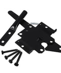 Heavy Duty Garden Gate Hinges One Set Rust Resistant Steel Hardware For Wooden Outdoor Fences Built Tough Weatherproof Gear with black metal parts and screws.