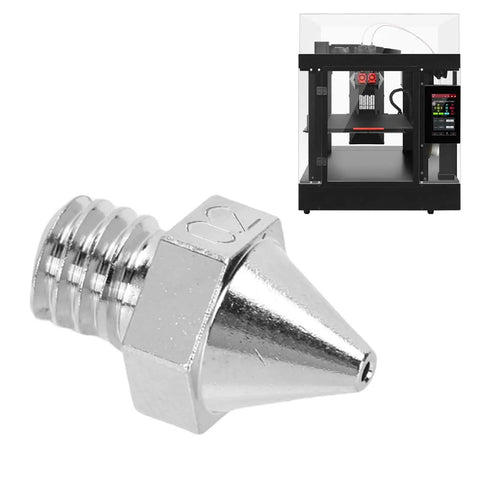 Straight Up Heavy Duty Hardened Alloy 3D Printer Nozzle 0.2mm Nickel Plated Hot End Tip Replacement close-up view.