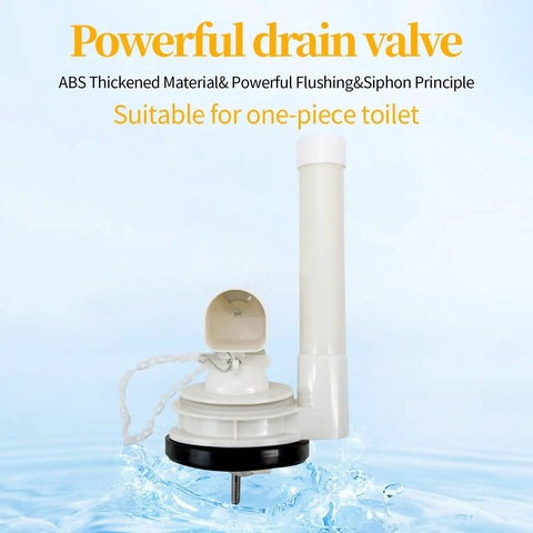 Heavy Duty Two Inch Toilet Flush Valve Replacement For One Piece And Integrated Tanks showing a robust white drain valve suitable for powerful flushing.