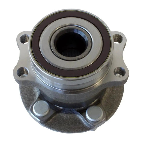 Heavy Duty Rear Wheel Bearing Hub Assembly Pair For Subaru Crosstrek Forester And Impreza, showing top view with chrome and gray finish.
