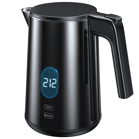 Fast Boil Electric Kettle 1.0L 1200W With 7 Temperature Settings 4 Hour Keep Warm Auto Shut Off Cool Touch Stainless Steel Black