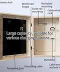 Rock Solid EV Charger Lock Box with Key Outdoor Water Resistant cover showing interior features and combination lock.