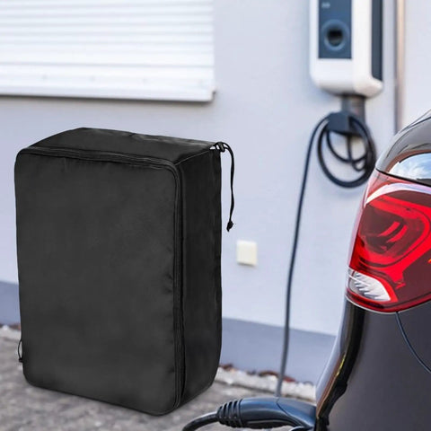 Tough As Nails EV Charger Cover For Wall Mounted Charging Stations made from oxford cloth, protecting EV charger in garage.