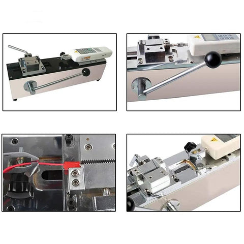 Top Tier Manual Horizontal Digital Force Gauge With Sturdy Bracket For 500N Push Pull Testing, close-up of internal mechanisms.