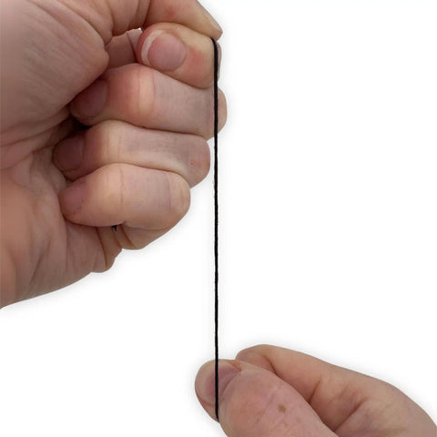 Hands holding 8 meter physics string for inclined planes and pulleys with Hall's carriages pendulums force tables Newton's laws Doppler effect