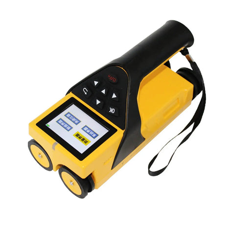 High Precision Handheld Stud Finder Wall Scanner With Color Display, yellow device with controls for detecting studs and wiring.