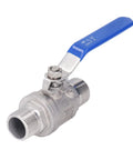 Badass 3/4 Inch 304 Stainless Steel Ball Valve With Npt Male Threads Top Shelf Rust Proof Design For Water And Oil Lines, showcasing valve and handle.