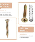 Heavy Duty Drywall Anchors And Screws Kit With Rust Proof Steel Expansion Anchors for Secure Wall Mounts displaying screws