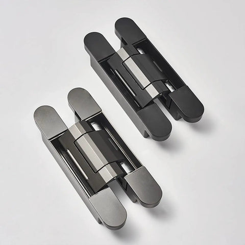 Three Pack Heavy Duty Concealed Door Hinges Offering Smooth Hydraulic Cushioning And Built Tough Brass Craftsmanship For Zero Drama Setup And Bulletproof 180 Degree Swing Plus Reliable 100 Kilogram Load Holding In Cool Grey.