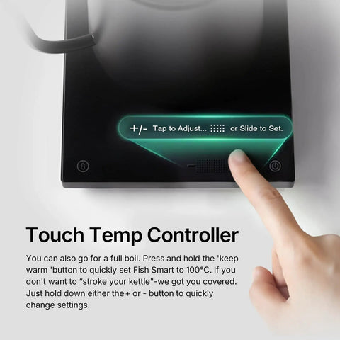 Finger adjusting Fish Smart Electric Coffee Kettle 600ML Gooseneck Pour Over Kettle variable temperature touchscreen
