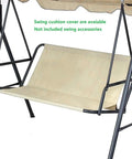 Heavy Duty Waterproof Swing Seat Cover For Patio Two To Three Seater Bench Cushions, 900D Oxford Fabric, beige cushion shown