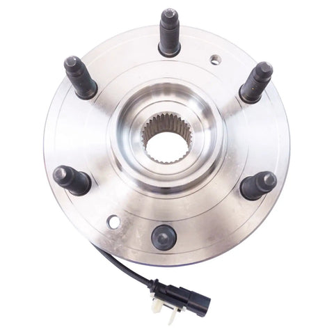 Premium Wheel Bearing And Hub Assembly Pair For Quick Garage Swaps featuring heavy duty steel components top view of hub with bolts