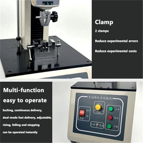 Slick Operation Electric Tensile Tester With Four Hundred Fifty Millimeter Stroke showing dual clamps and control panel.