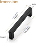 12 Pack Square Cabinet Handles 4.5 Inch Center To Center Matte Black Drawer Pulls for Cabinets Cupboards Drawers Dimensions