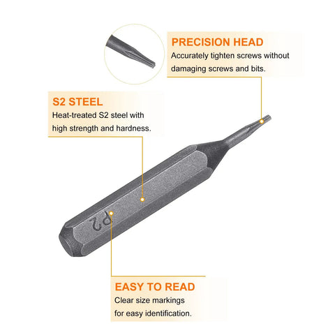 Magnetic precision Pentagon Screwdriver Bit 5 Point Head S2 Steel for easy repair, featuring clear size markings and durable construction.