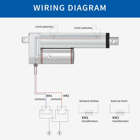 Wiring diagram for Heavy Duty 12V Electric Linear Actuator With 8 Inch Stroke And Rock Solid 220 Lb Lift Rating.