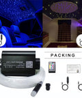 Bluetooth App Controlled LED Fiber Optic Star Ceiling Kit 16W RGBW Lights With 450 Fibers 6.5ft Length in car and home setting