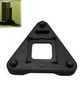 Black triangular Pro Grade Golf Swing Analyzer Base with remote storage, designed for stable swings on hitting mats.