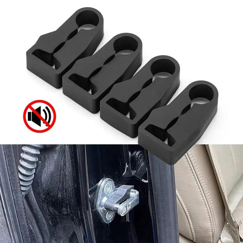 Car Door Lock Damper Rubber Cushion Sound Deadener Buffer Kit with four black rubber pieces for noise reduction
