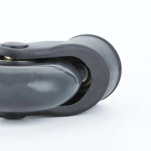 Close-up of a Badass 5 Piece Set Of 3 Inch Transparent Nylon Silent Roll Office Chair Caster with smooth dual bearing.