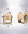 Heavy Duty Arc Shaped Groove Track Rollers Nylon Sliding Gate Wheels With Precision Bearings That Glide Smooth As Butter For Inverted Tracks Industrial Carts And Rolling Gates Reduce Noise Vibes Tough Built Pair dimensions diagram.