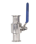 Quick Connect Clamp Ball Valve Featuring Slick Ferrule Design For Hassle Free Plumbing Setup And Rock Solid Fluid Control For Smooth Pipe Fittings And Efficient Maintenance, stainless steel with blue lever.