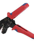 Built Tough Insulated Wire Crimping Pliers With Rock Hard Steel Cable Stripper showing red insulated grips and cutting jaws.