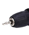 Close-up of 10 mm chuck on the 21V Brushless Cordless Drill Driver with precision screw bit for wood and metal drilling.