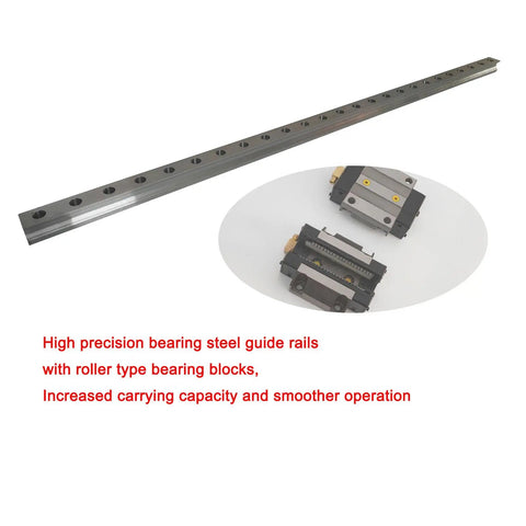 CDG65 Linear Roller Guide Kit Includes Four 1200mm Rails And Eight CDG65A Flange Bearing Sliders, steel rail and bearing sliders