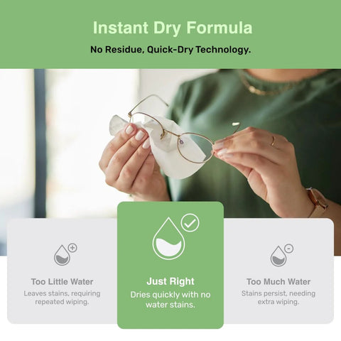 SOLWST Optix lens cleaning wipes; white pre-moistened wipe used on eyeglasses.