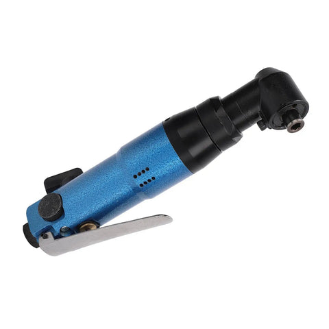 9000 RPM Right Angle Pneumatic Air Grinder With Self Locking Collet for glass and ceramics, compact blue design, efficient for tight spaces.