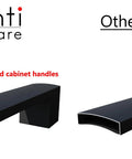 Comparison of 15 Pack Flat Black 10 Inch Hole Center Solid Metal Cabinet Handles highlighting the thickness and design differences.