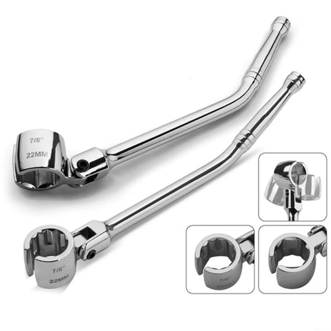 Heavy Duty 22 Mm Socket Wrench With Smooth 180 Degree Swivel Head For Tight Spots Beefy Cr V Steel Long Handle For Automotive Repair No Sweat Precision Fit Every Day, showing chrome finish and 7/8" size.
