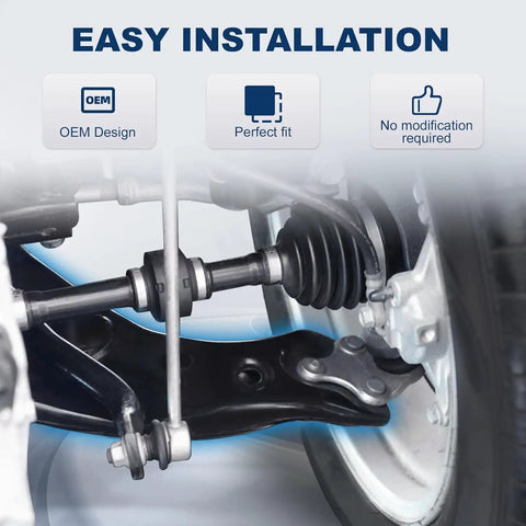 Close-up view of Beefed Up Front Suspension Repair Kit With Upper Lower Control Arms, showing OEM design with smooth installation.