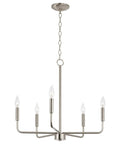 Camille 22 Inch Modern 5-Light Candle Style Chandelier With Open Frame In Brushed Nickel Finish Perfect For Dining Room Or Entryway Sleek Silver Hanging Fixture For Chic Homes