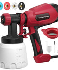 Electric Paint Sprayer With 3 Spray Patterns And 4 Brass Nozzles, variable flow, red design with accessories, DIY tool