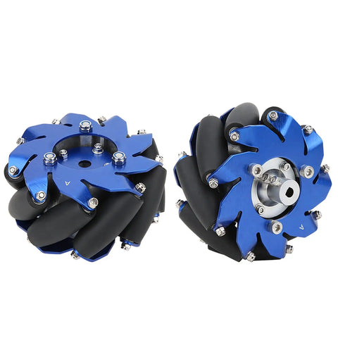 4 Inch Mecanum Wheel Right Aluminum With TPU Rubber Rollers for omni directional robot mobility, dual bearings visible